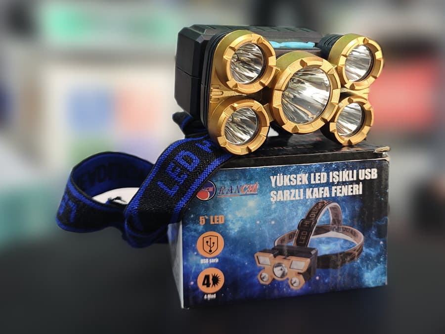 Yüksek LED Işıklı USB Şarjlı Kafa Feneri — 4