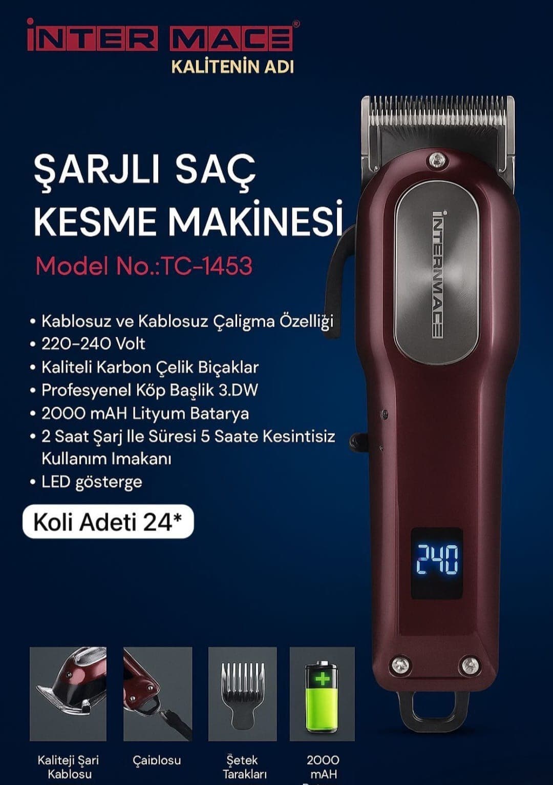 İnter Mac3 TC-1453 Şarjlı Saç Kesme Makinesi — ürün görünümü