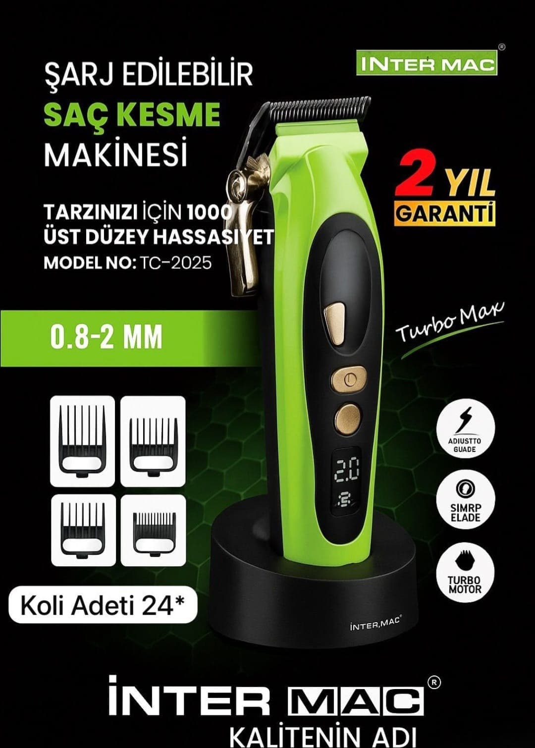İnter Mac3 TC-2025 Şarj Edilebilir Saç Kesme Makinesi — ürün görünümü