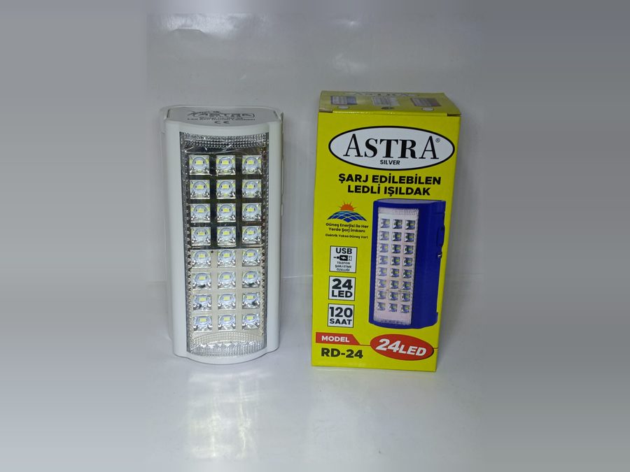Şarjlı Kamp Lambası Antalya, 24 LED 120 Saat — ASTRA Silver