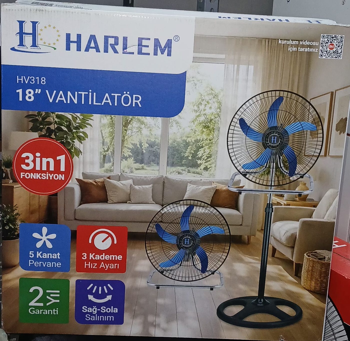 Sanayi Tipi Vantilatör Antalya, 18 İnç 3'ü 1 Arada — Harlem — Erdem Elektronik Antalya