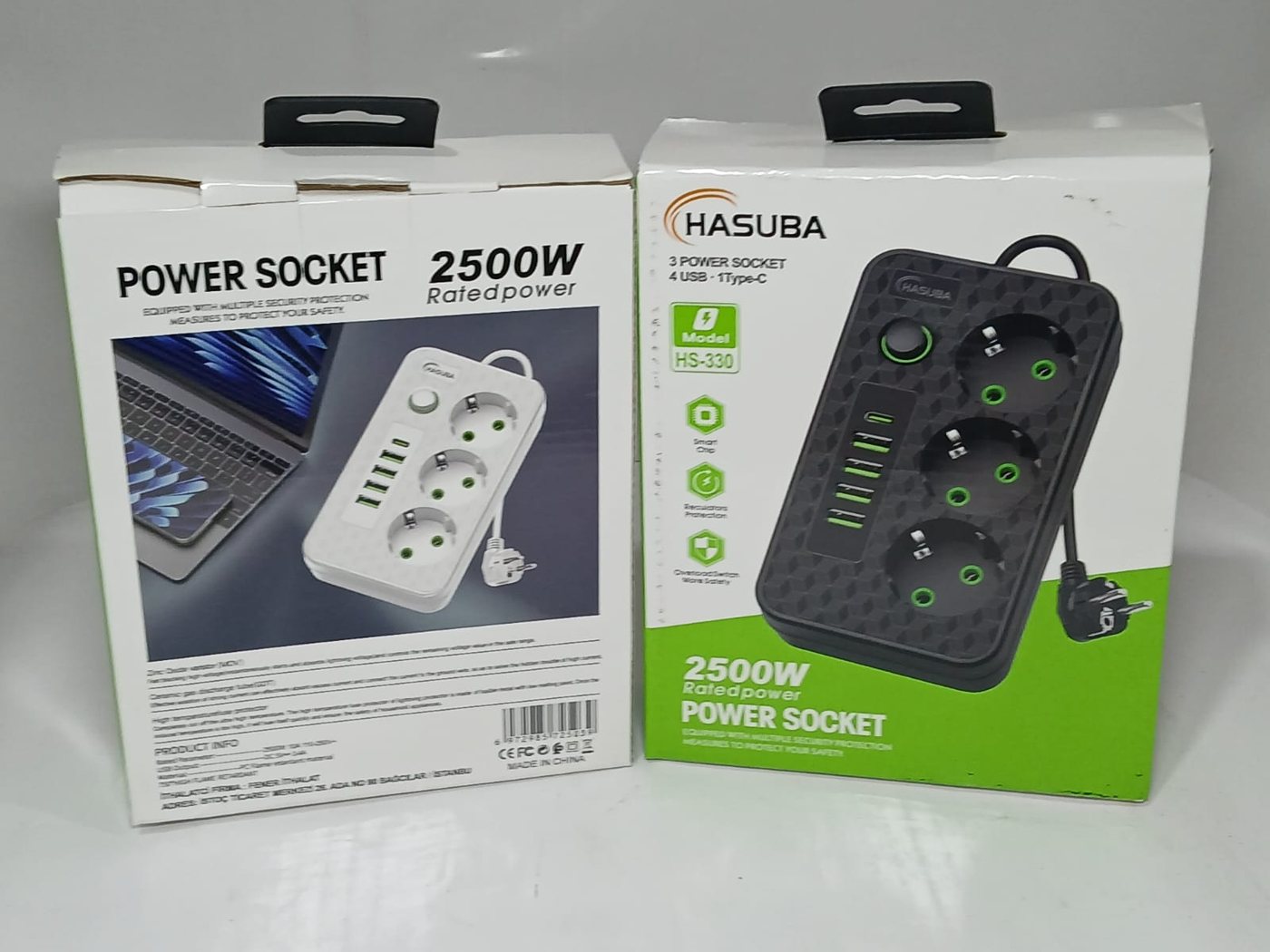 USB'li Grup Priz Antalya, 3 Priz 2500W Akım Korumalı — HASUBA — görsel 2/3