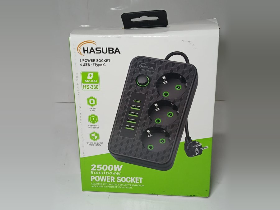 USB'li Grup Priz Antalya, 3 Priz 2500W Akım Korumalı — HASUBA