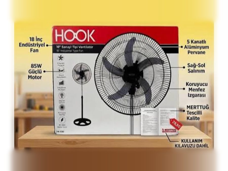Sanayi Tipi Vantilatör Antalya, 18 İnç 85W — HOOK — küçük görsel 2