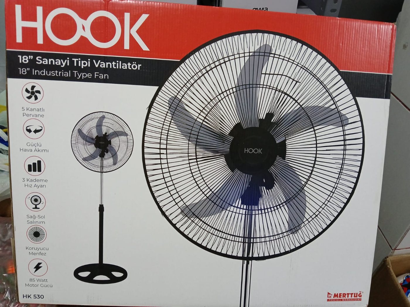 Sanayi Tipi Vantilatör Antalya, 18 İnç 85W — HOOK — Erdem Elektronik Antalya
