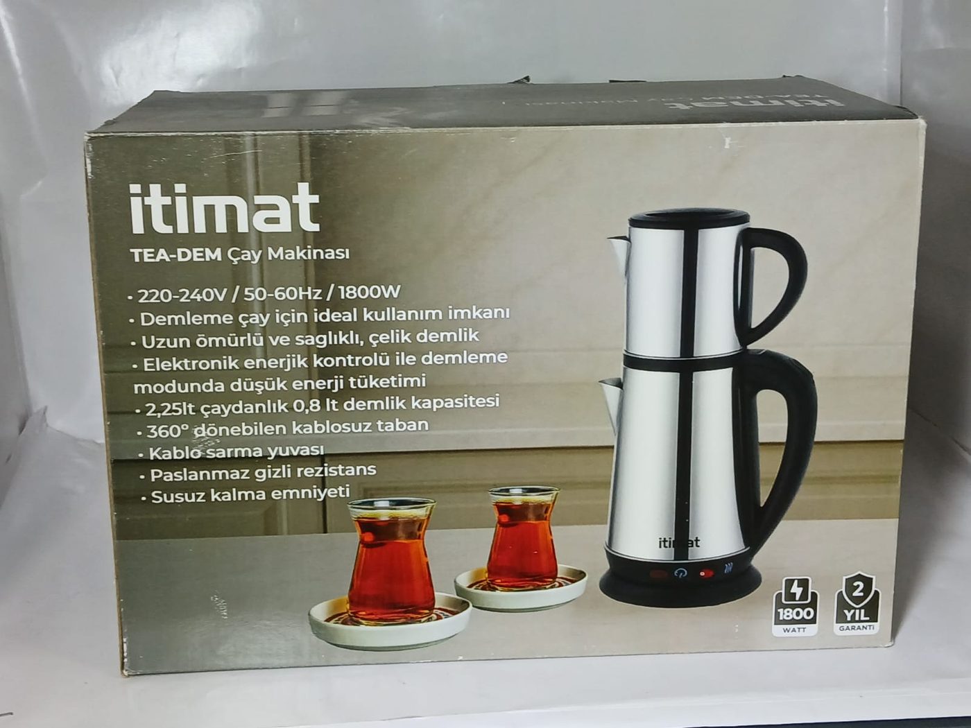 Çay Makinesi Antalya, 1800 W Çelik Demlikli — İtimat — Erdem Elektronik Antalya