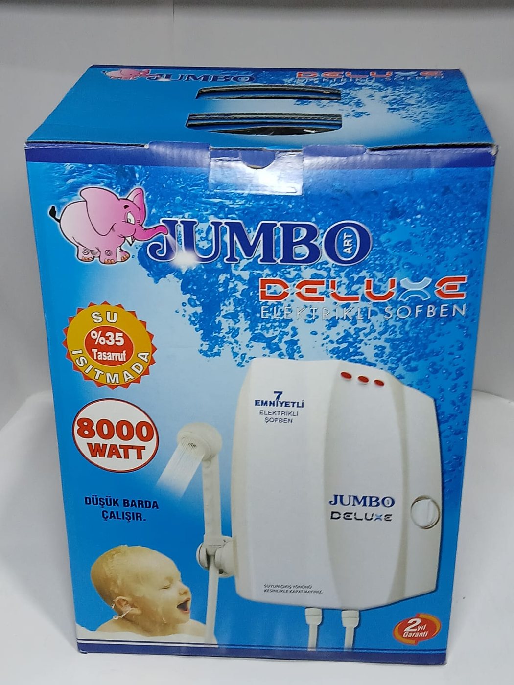 Elektrikli Şofben Antalya, 8000W 7 Emniyetli — Jumbo Deluxe — Erdem Elektronik Antalya