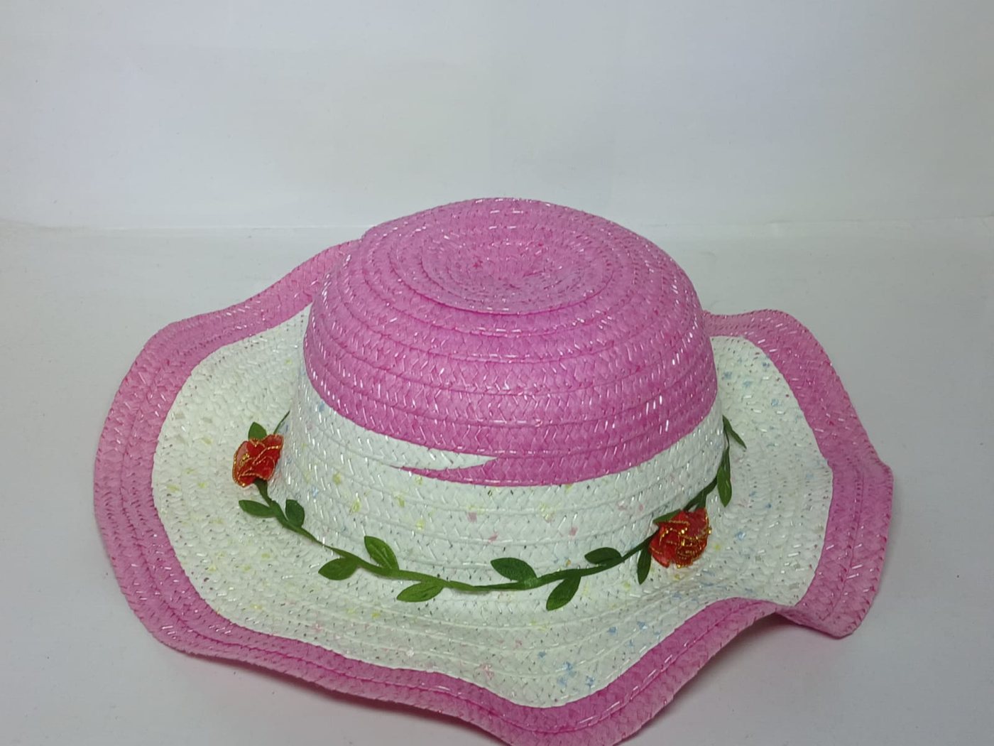 Kız Çocuk Hasır Şapka Antalya, Pembe Çiçekli — görsel 2/2
