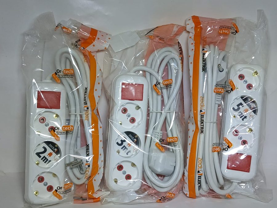3'lü Grup Priz Antalya, Anahtarlı Uzatma Kablosu — Ortech