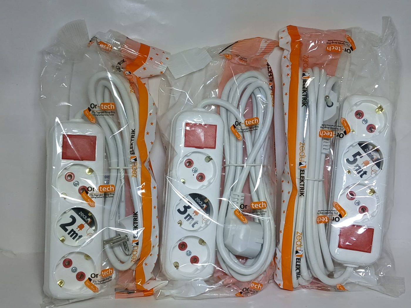 3'lü Grup Priz Antalya, Anahtarlı Uzatma Kablosu — Ortech — Erdem Elektronik Antalya