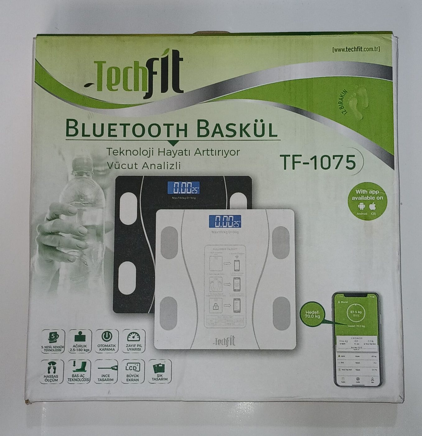 Akıllı Tartı Antalya, Bluetooth Vücut Analizli — TechFit — görsel 2/5